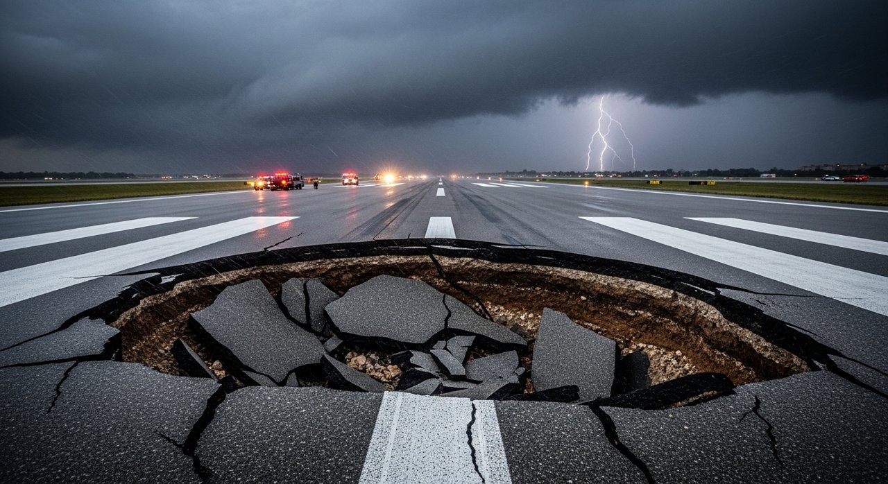 LaGuardia Airport Sinkhole Shuts Down Runway Amid Storm Warnings